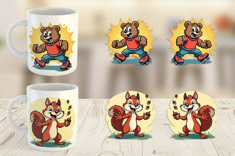 Mug Wrap Retro Animal Rascals Sublimation artnoy 