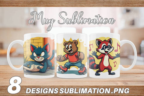 Mug Wrap Retro Animal Rascals Sublimation artnoy 