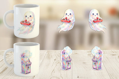 Mug Wrap Retro Arcade Gamer Ghost Sublimation artnoy 