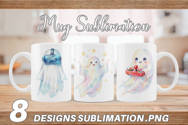 Mug Wrap Retro Arcade Gamer Ghost Sublimation artnoy 