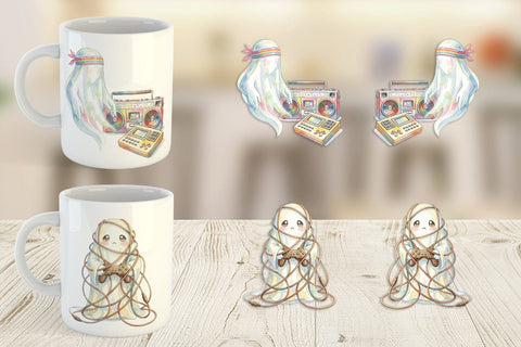 Mug Wrap Retro Arcade Gamer Ghost Sublimation artnoy 
