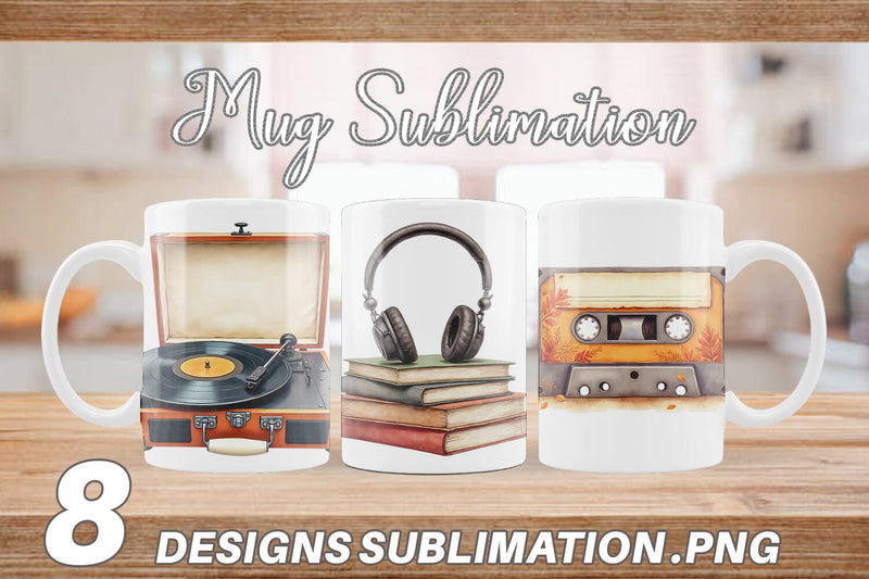 Mug Wrap Retro Autumn Music Sublimation artnoy 