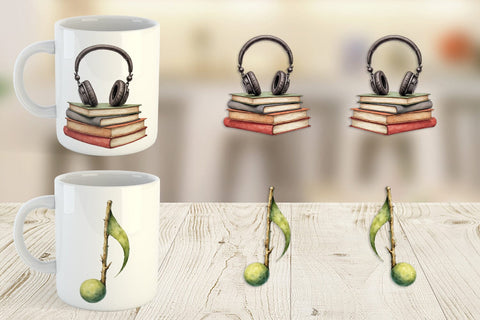 Mug Wrap Retro Autumn Music Sublimation artnoy 