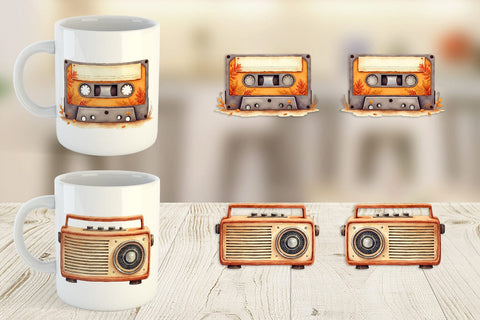 Mug Wrap Retro Autumn Music Sublimation artnoy 