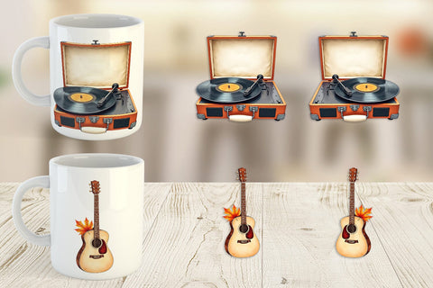 Mug Wrap Retro Autumn Music Sublimation artnoy 