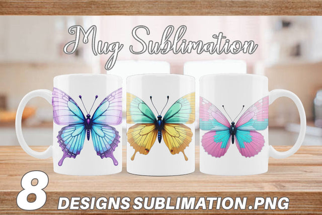 Mug Wrap Retro Butterflies Sublimation artnoy 