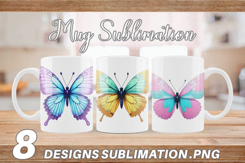 Mug Wrap Retro Butterflies Sublimation artnoy 