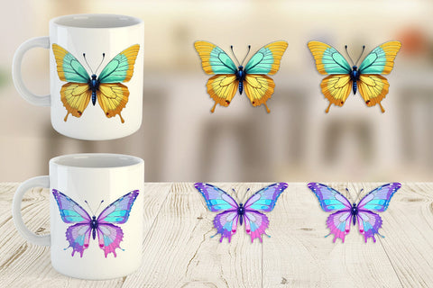 Mug Wrap Retro Butterflies Sublimation artnoy 