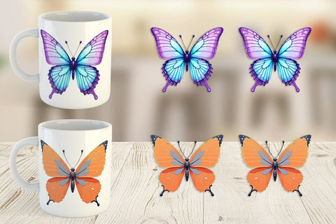 Mug Wrap Retro Butterflies Sublimation artnoy 