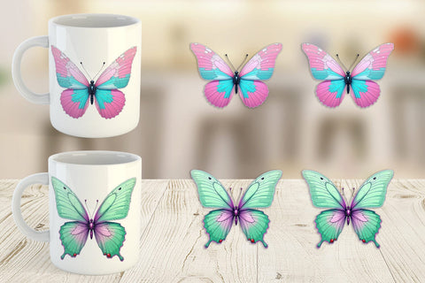 Mug Wrap Retro Butterflies Sublimation artnoy 