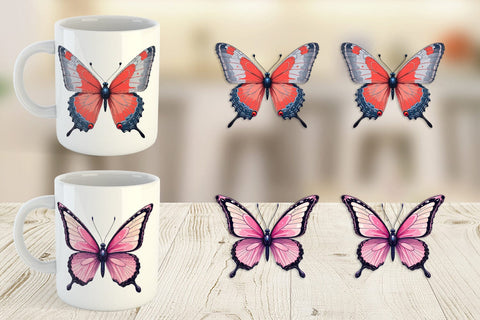 Mug Wrap Retro Butterflies Sublimation artnoy 