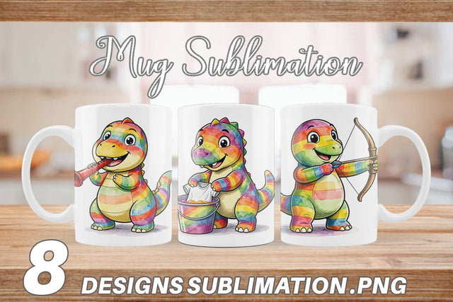 Mug Wrap Retro Camp Games Dino Ink Line Sublimation artnoy 