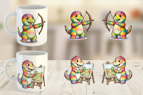 Mug Wrap Retro Camp Games Dino Ink Line Sublimation artnoy 