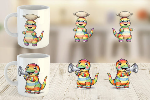 Mug Wrap Retro Camp Games Dino Ink Line Sublimation artnoy 