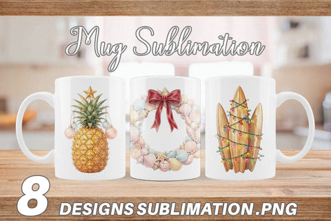 Mug Wrap Retro Coastal Christmas Decor Art Sublimation artnoy 