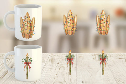 Mug Wrap Retro Coastal Christmas Decor Art Sublimation artnoy 