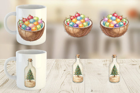 Mug Wrap Retro Coastal Christmas Decor Art Sublimation artnoy 