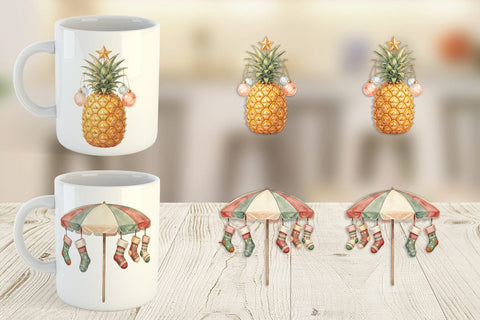 Mug Wrap Retro Coastal Christmas Decor Art Sublimation artnoy 