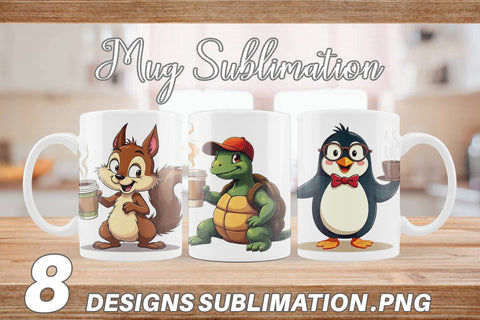 Mug Wrap Retro Coffee Critters Sublimation artnoy 