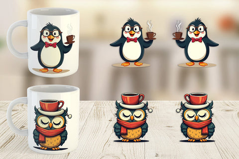 Mug Wrap Retro Coffee Critters Sublimation artnoy 