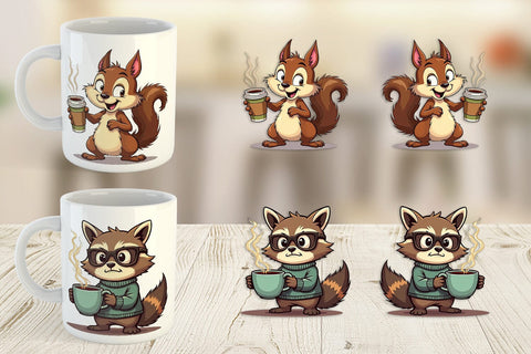 Mug Wrap Retro Coffee Critters Sublimation artnoy 
