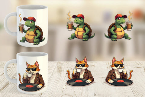 Mug Wrap Retro Coffee Critters Sublimation artnoy 