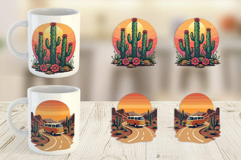 Mug Wrap Retro Desert Vibes Sublimation artnoy 