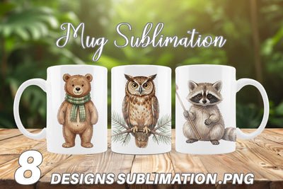 Mug Wrap Retro Forest Friend Watercolor Sublimation artnoy 
