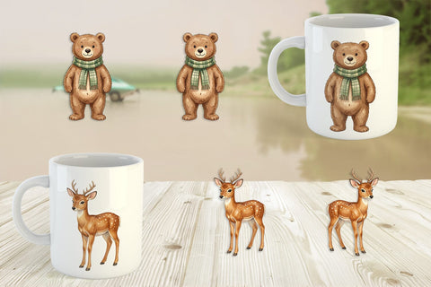 Mug Wrap Retro Forest Friend Watercolor Sublimation artnoy 