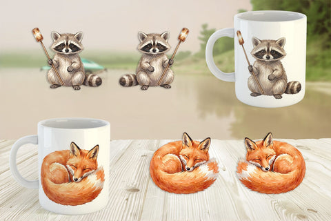 Mug Wrap Retro Forest Friend Watercolor Sublimation artnoy 