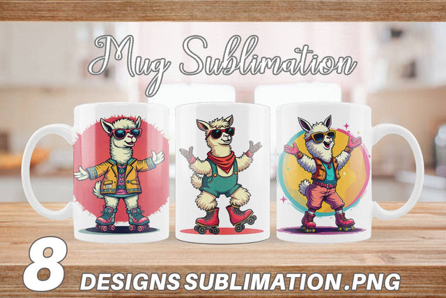 Mug Wrap Retro Funny Llama Sublimation artnoy 