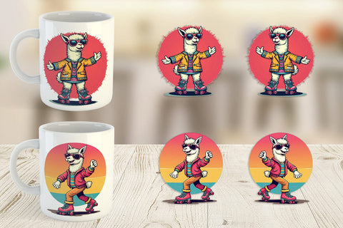 Mug Wrap Retro Funny Llama Sublimation artnoy 