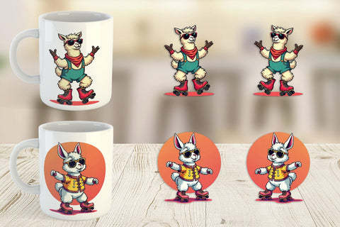 Mug Wrap Retro Funny Llama Sublimation artnoy 