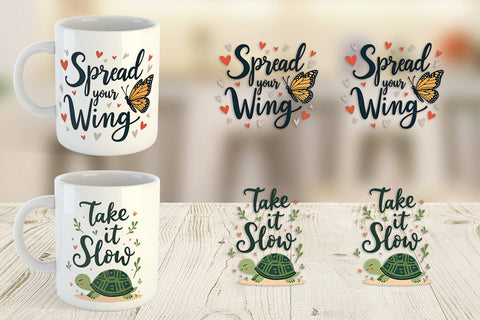 Mug Wrap Retro Garden Critters Cute Motivational Quote Art Sublimation artnoy 