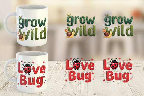 Mug Wrap Retro Garden Critters Cute Motivational Quote Art Sublimation artnoy 