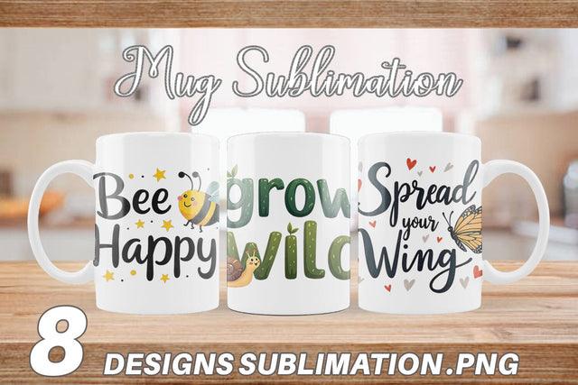 Mug Wrap Retro Garden Critters Cute Motivational Quote Art Sublimation artnoy 