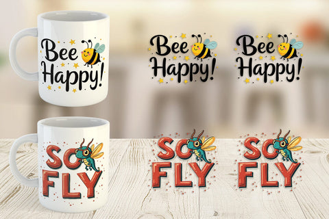 Mug Wrap Retro Garden Critters Cute Motivational Quote Art Sublimation artnoy 