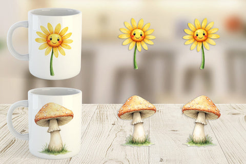 Mug Wrap Retro Groovy Florals Sublimation artnoy 