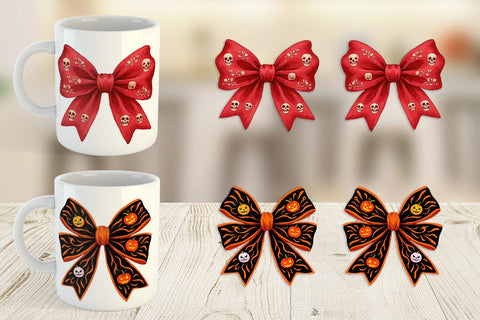 Mug Wrap Retro Halloween Bows Sublimation artnoy 