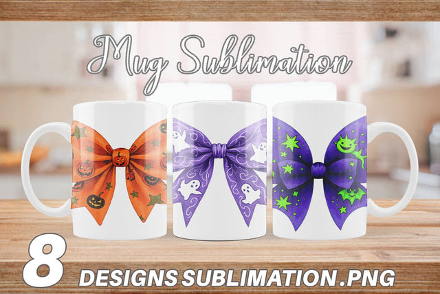 Mug Wrap Retro Halloween Bows Sublimation artnoy 