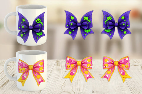 Mug Wrap Retro Halloween Bows Sublimation artnoy 