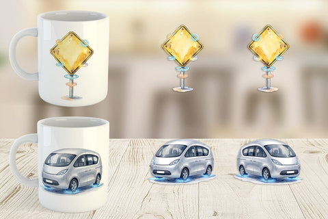 Mug Wrap Retro Hover School Transport Sublimation artnoy 