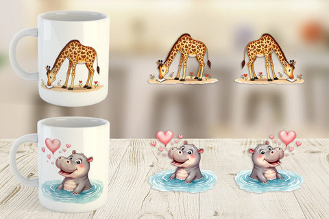 Mug Wrap Retro Jungle Love Valentine's Safari Animal Sublimation artnoy 