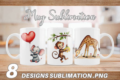 Mug Wrap Retro Jungle Love Valentine's Safari Animal Sublimation artnoy 