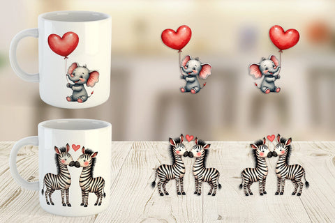 Mug Wrap Retro Jungle Love Valentine's Safari Animal Sublimation artnoy 