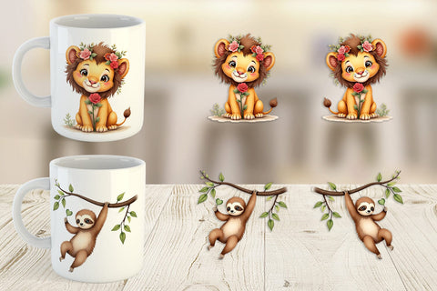 Mug Wrap Retro Jungle Love Valentine's Safari Animal Sublimation artnoy 