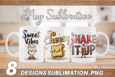 Mug Wrap Retro Kawaii Diner Delights Cute Food Quote Sublimation artnoy 