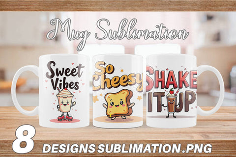 Mug Wrap Retro Kawaii Diner Delights Cute Food Quote Sublimation artnoy 