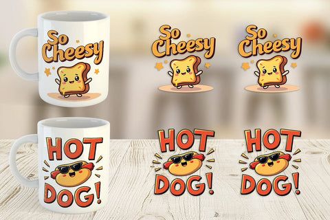 Mug Wrap Retro Kawaii Diner Delights Cute Food Quote Sublimation artnoy 