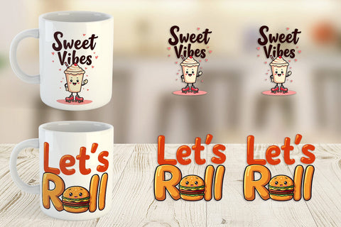 Mug Wrap Retro Kawaii Diner Delights Cute Food Quote Sublimation artnoy 